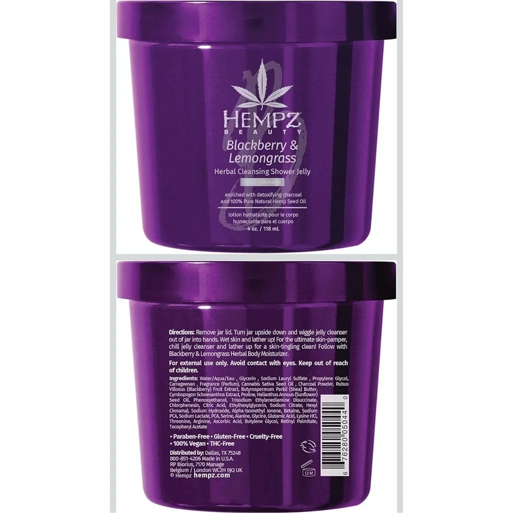 Hempz‎ Blackberry & Lemongrass Herbal Cleansing Shower Jelly, 4 oz Hemp Seed Oil